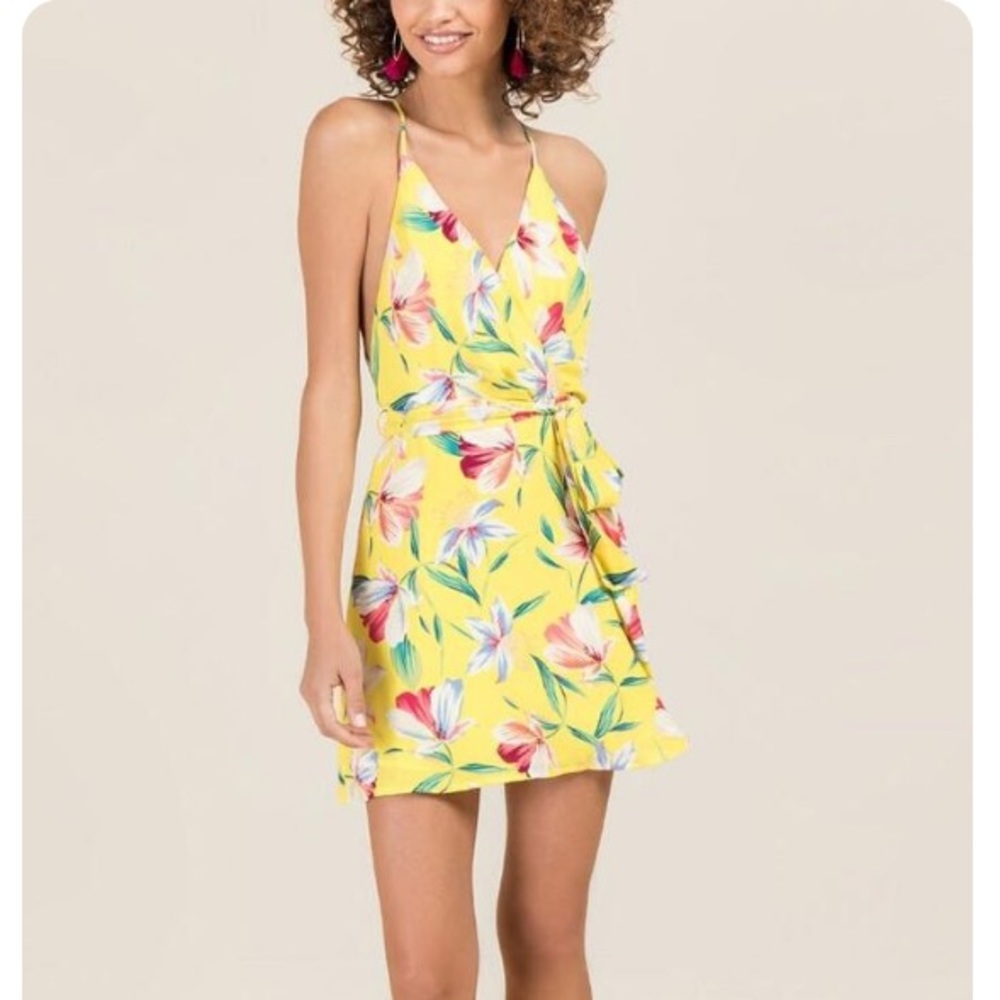 Lush Yellow Floral Mini Dress